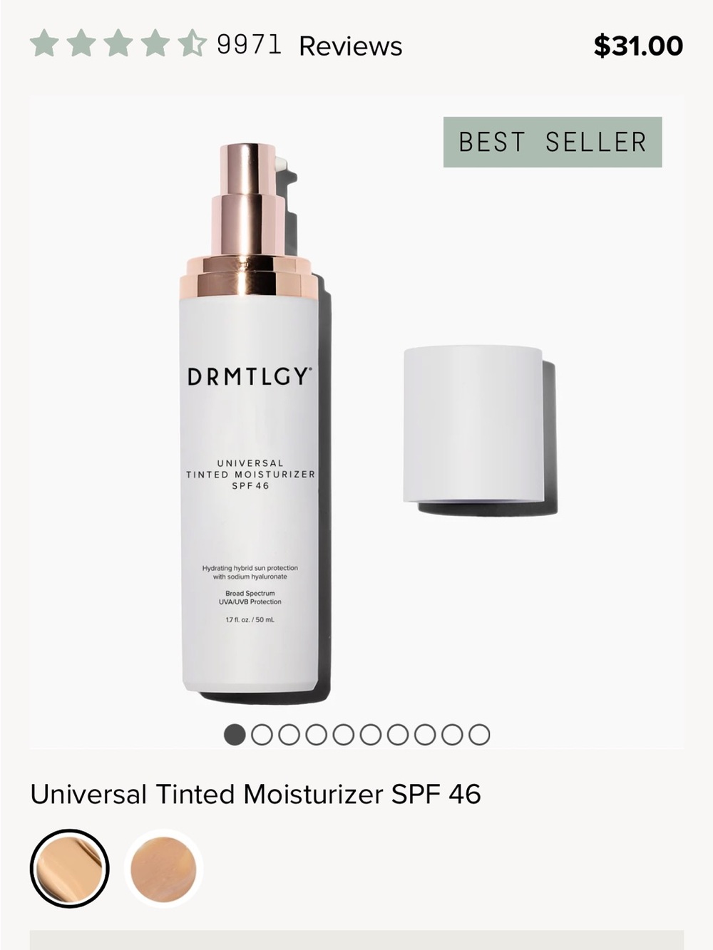 Drmtlgy Universal Tinted Moisturizer SPF46 - Hydrating Daily Shield